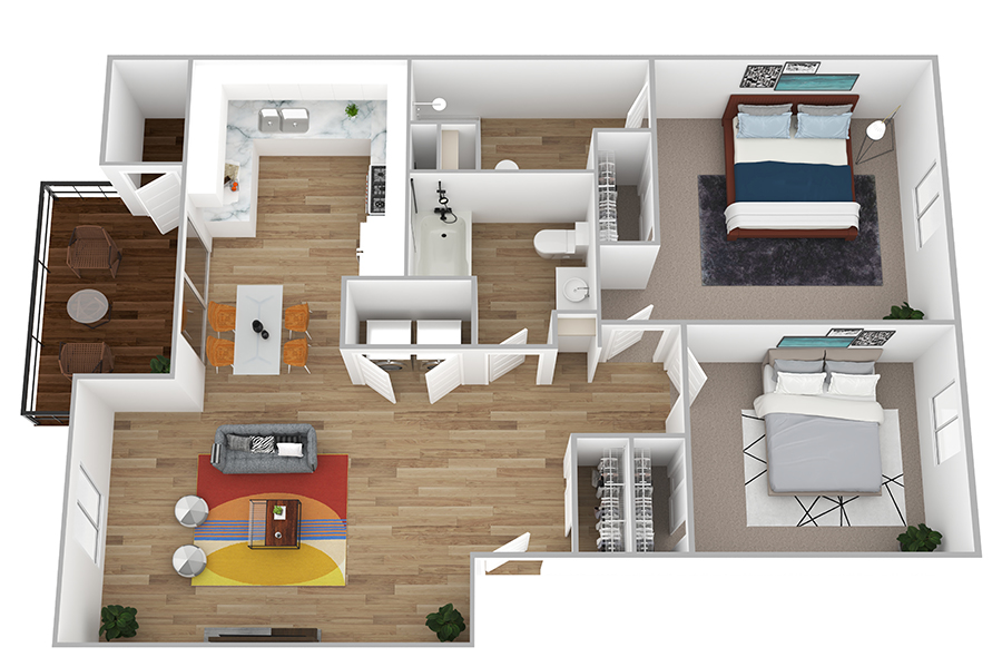 two bedroom two bathroom floor plan